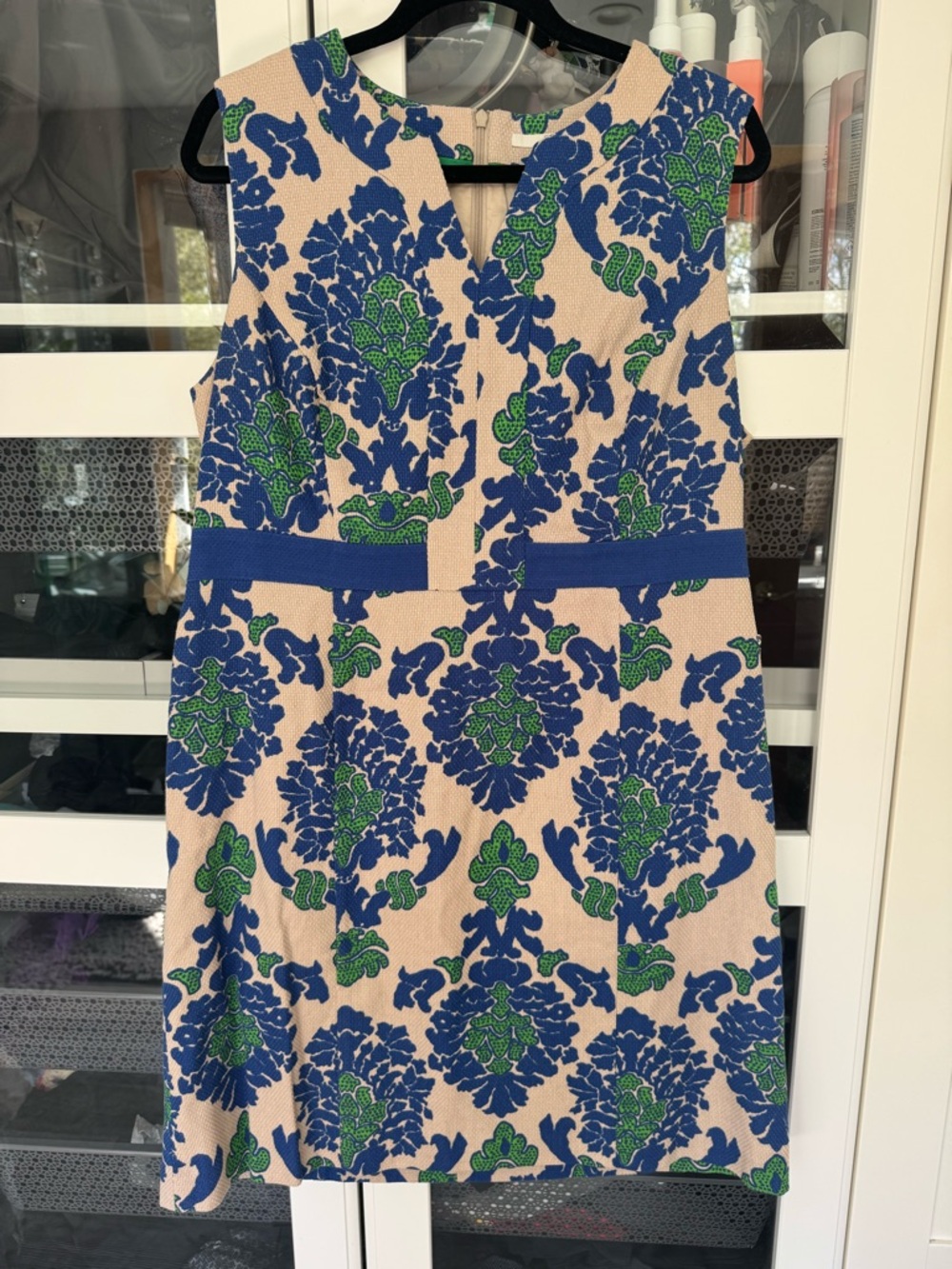 Boden Tweed Dress with Blue & Green Floral Print 14